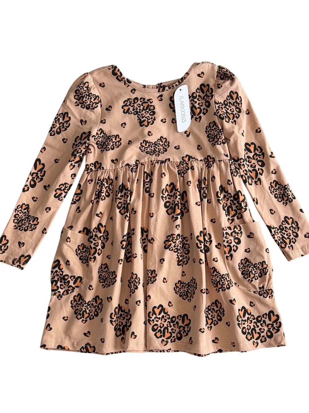 FLAPDOODLES Girls Leopard Print Dress Size 4 NWT